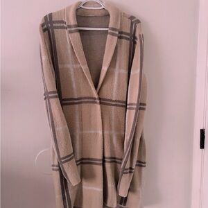 Plaid Open-Front Women Sweater